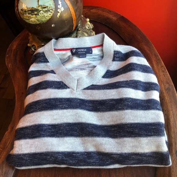 Men’s Cremieux size L sweater V-neck stripe - Picture 5 of 5